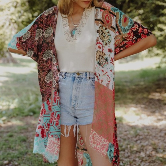 Boho Floral Patchwork Kimono - Picture 4 of 6